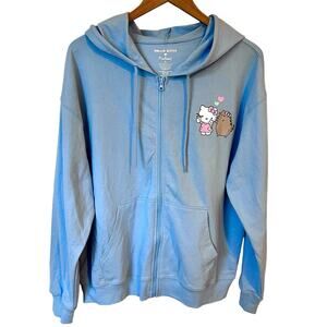 Hello Kitty x Pusheen Full Zip Hoodie Women’s Large Baby Blue Sanrio Collab